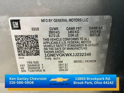 2018 Chevrolet Traverse LT Cloth w/1LT
